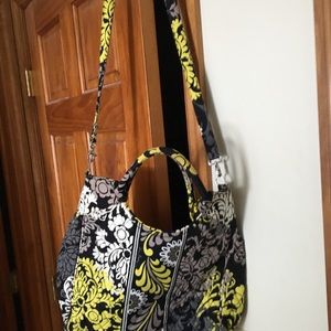Vera Bradley black and yellow paisley tote.